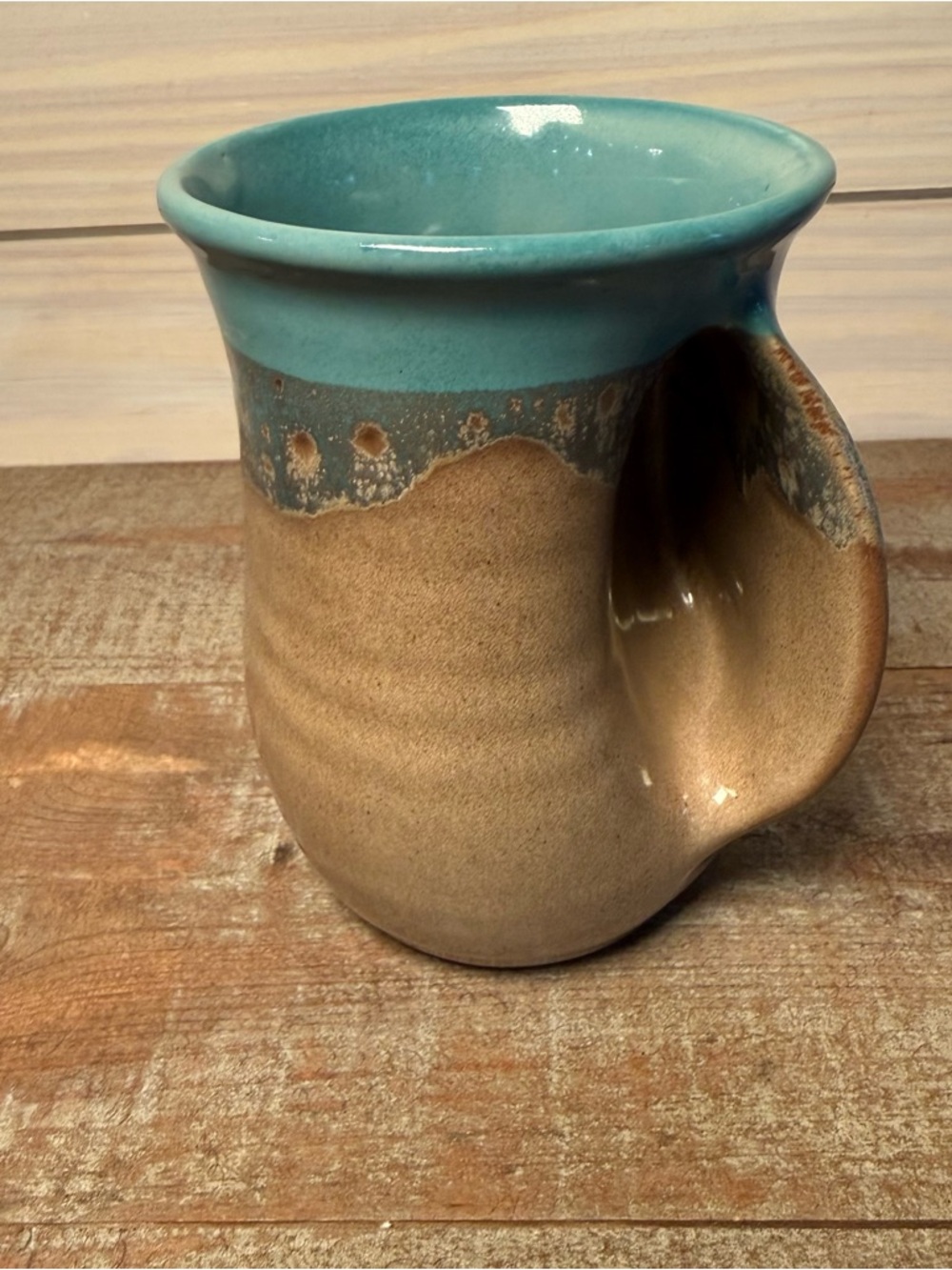 Handmade Neher Studio Pottery Right Hand Warmer Mug Glazed Signed 2017